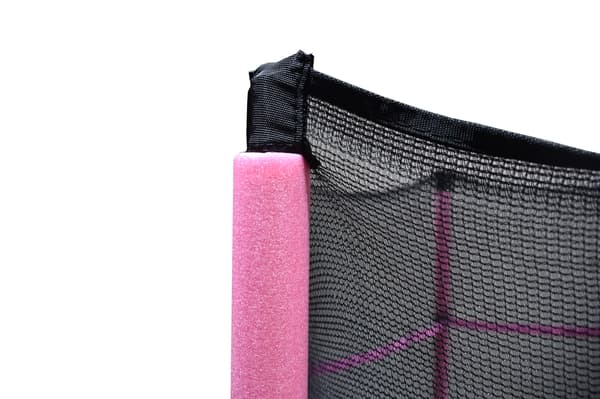 Hoppmatta 140 cm rosa | barnstudsmatta | inklusive skyddsnät