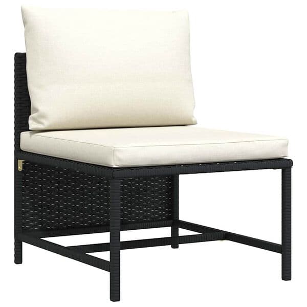 vidaXL Modulsofa med hynder i polyrattan sort