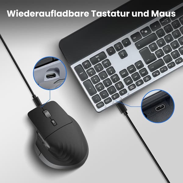 Computerpakke mus tastatur | støjsvag | LED-lys | trådløs forbindelse