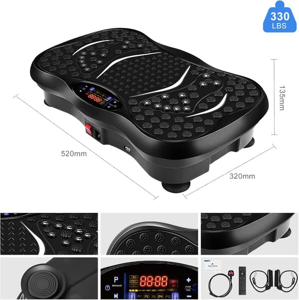 Vibrationsplatform 99 intensitetsniveauer | 5 træningsprogrammer | Bluetooth | modstandsbånd