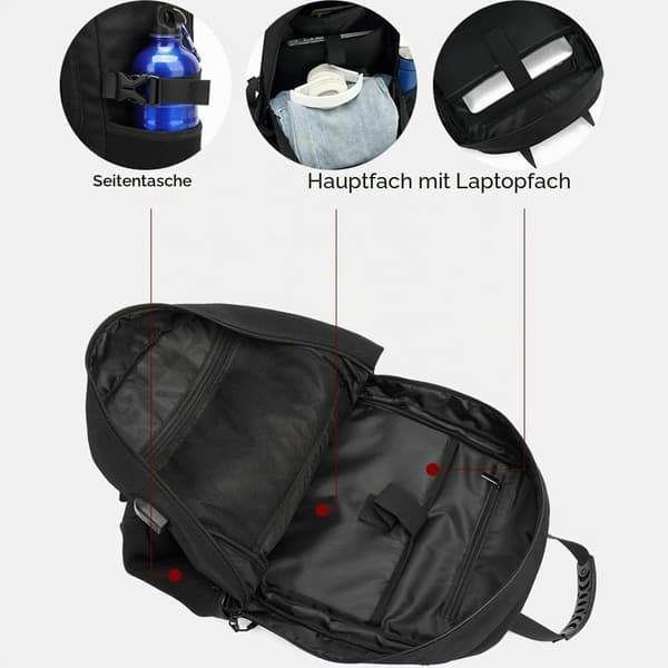 Vandrerygsæk stor | 60 liter | sort | rejsetaske til fly