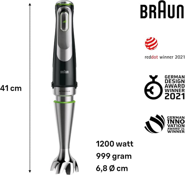 Stavblender 6-i-1 | 1200W | sort rustfrit stål | med tilbehør