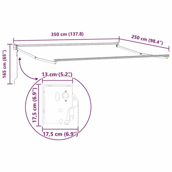 Markis Vit 3.5 x 2.5 m Metall