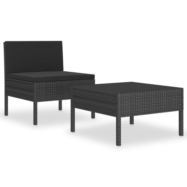 Udemøbler sæt | sort | polyrattan | 2 dele | inkl. hynder