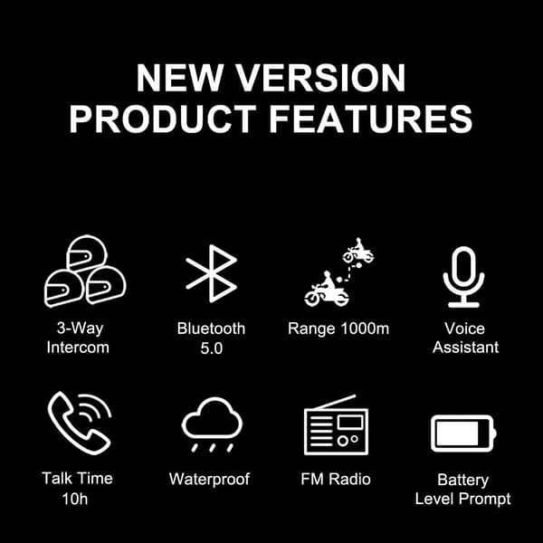 Intercom-system MC | Bluetooth 5.0 | Svart | trådlös kommunikation