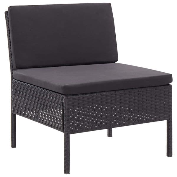 Havesæt 3 dele | sort polyrattan | terrassemøbler