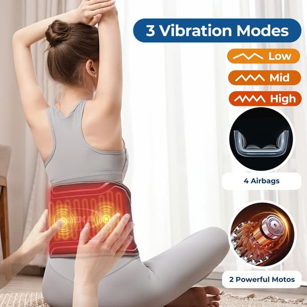 Rygbind opvarmet | 3D-luftpudemassage | vibrationsfunktion | 152 cm | 4 varmeniveauer