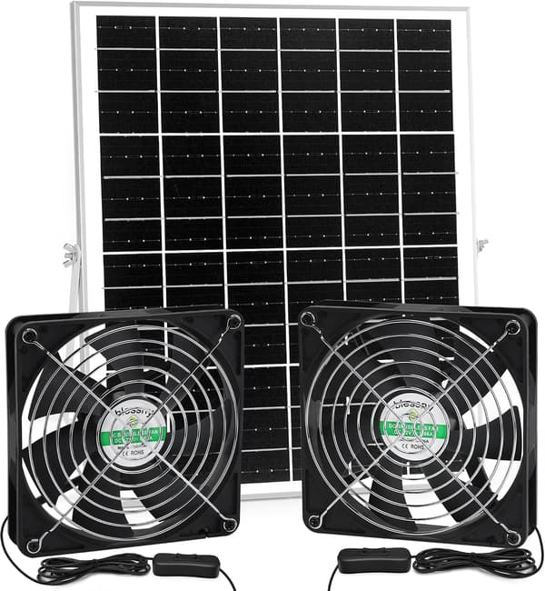 Solpanelsfläkt 25W | 2 vattentäta fläktar 5.5 tum | solcellsdriven ventilation