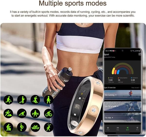 Smartring sølv | fitness tracker | pulsmåler | søvnmonitor