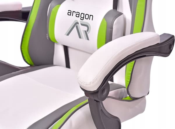 Kontorstol ergonomisk | hvid-grå-lime | ECO-læder | gaming
