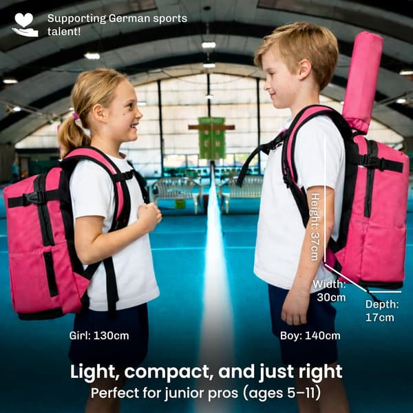 Tennisryggsäck rosa 19L | separat skofack | racktskydd