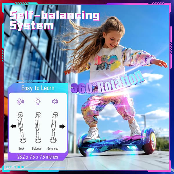 Hoverboard 6.5" | Bluetooth | LED-lys | Starry Night Blue | Oplyste motorer