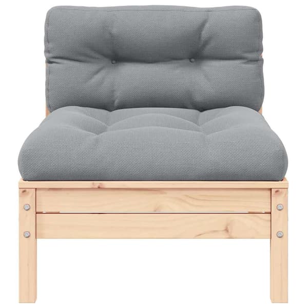 Trädgårdssoffa massiv furu | grå dynor | 1-sits | modulär
