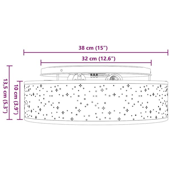 Tygplafond gråbrun | 38 cm diameter | takbelysning