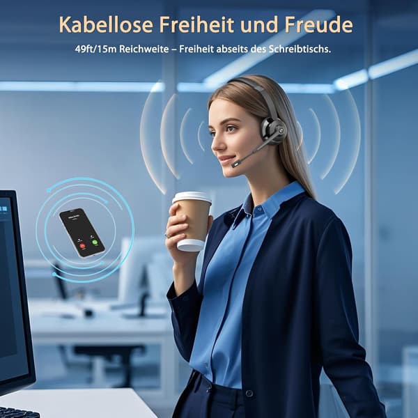 Trådlöst headset | Svart | Mikrofon | Bluetooth | PC och kontorsbruk