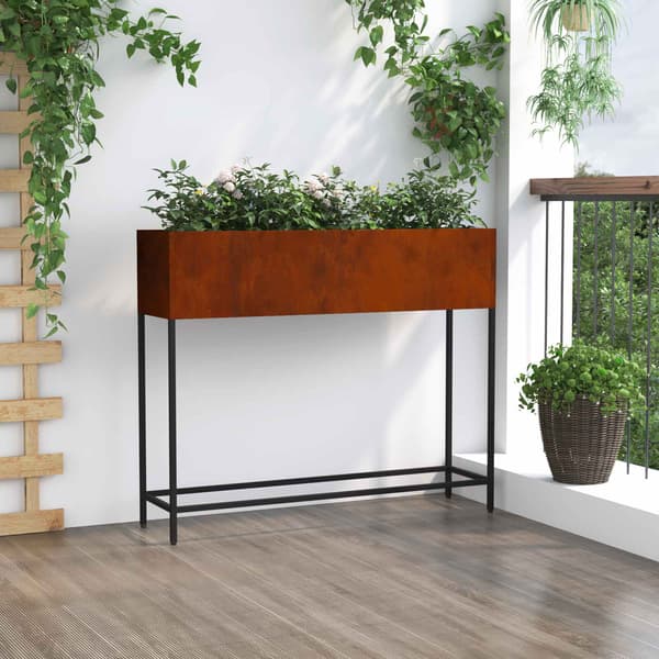 Odlingslåda cortenstål | rostig | 100x26x82 cm | rektangulär