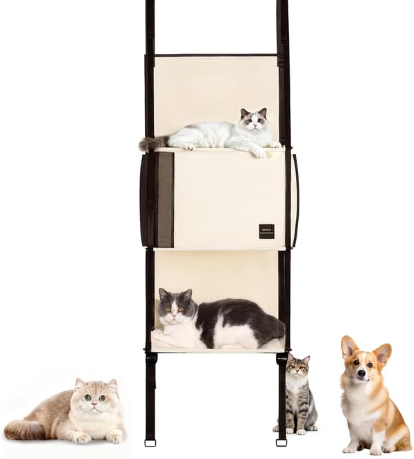 Väggklösträd katt | 4 plan | dörrmonterad | vertikal klösmöbel