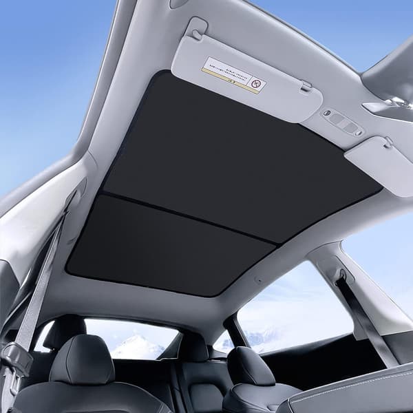 Parasolsæt Tesla Model Y | Foldbart | Sort & Sølv | Interiørtilbehør