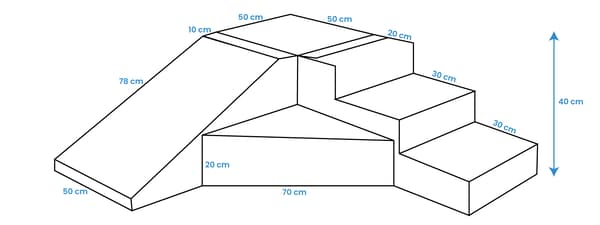 Børneværelsesrutsjebane blød | Lyserød, blå, gul | 40 cm | Modulært legesæt