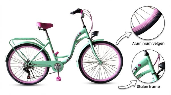Børnecykel 26 tommer | mintgrøn | 7 gear | piger | stålramme