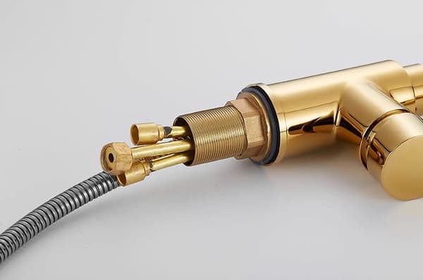Diskbänkskran mässing | guld | utdragbar pip 82 cm