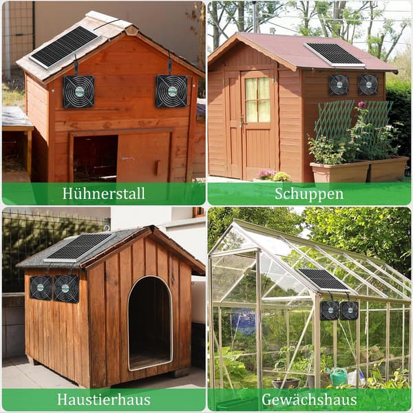 Solpanelsfläkt 25W | 2 vattentäta fläktar 5.5 tum | solcellsdriven ventilation