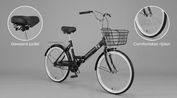 Pendlercykel sort 24-tommer | Foldebar | Single Speed