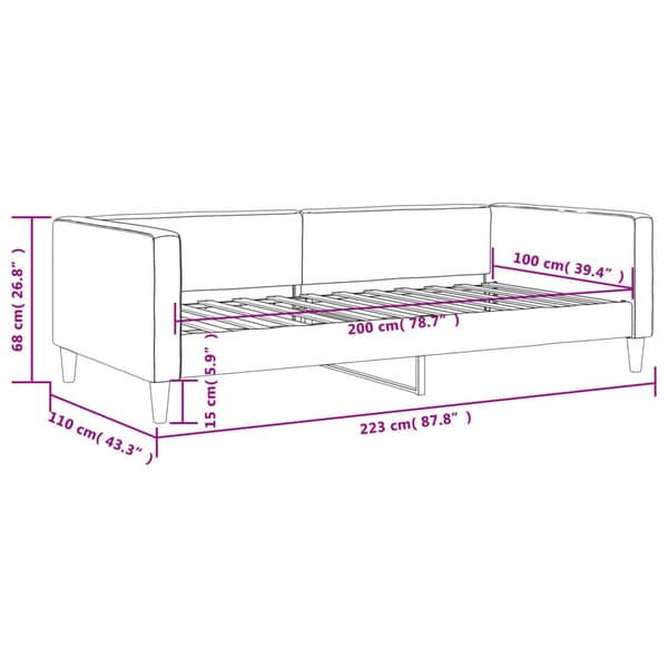 vidaXL Bäddsoffa 100x200 cm Mörkgrå Tyg
