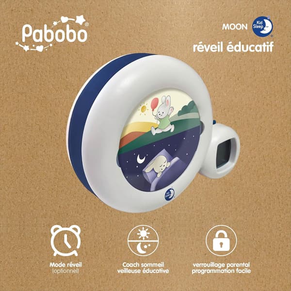Nattlampa Moon 3-i-1 | vit | display | väckarklocka | sovrum barn