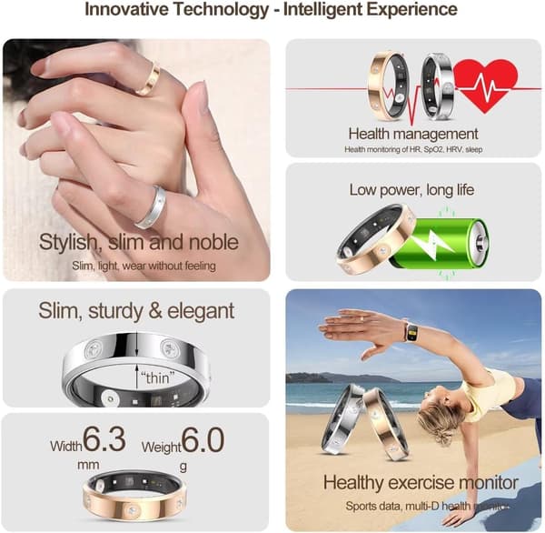 Smartring sølv | fitness tracker | pulsmåler | søvnmonitor