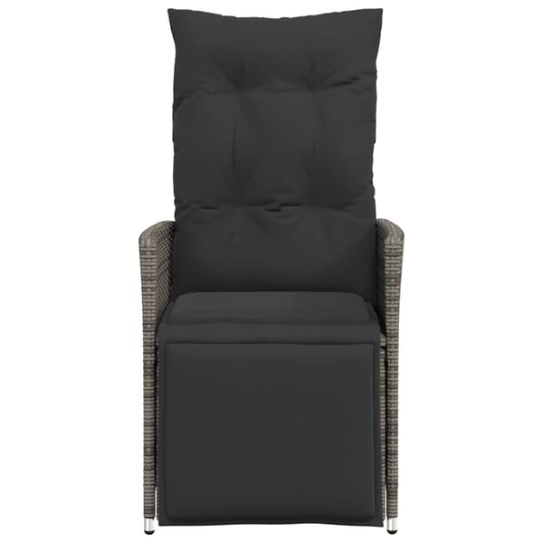 Havestol justerbar | polyrattan | grå | med hynde