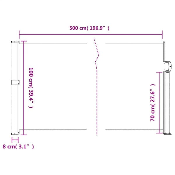 Vindskydd utdragbart | svart | 100x500 cm | polyester | UV-resistent