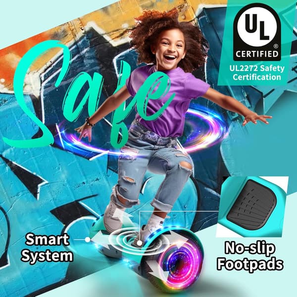 Selvbalancerende bræt 6,5 tommer | Bluetooth | LED-lys | gummidæk