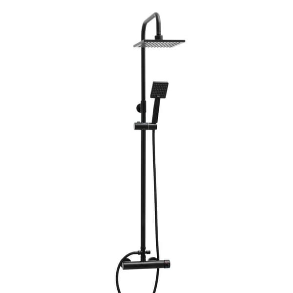 Regnbrusesystem 20 cm hoved | sort | håndbruser | vægmonteret