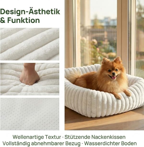 Hundbädd vit | rektangulär | 92x69x20 cm | skumfyllning | stor