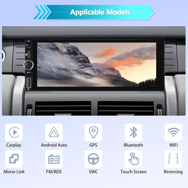 Multimedieafspiller bil | 6,86-tommer display | 1-DIN | Android 13 | CarPlay | Android Auto