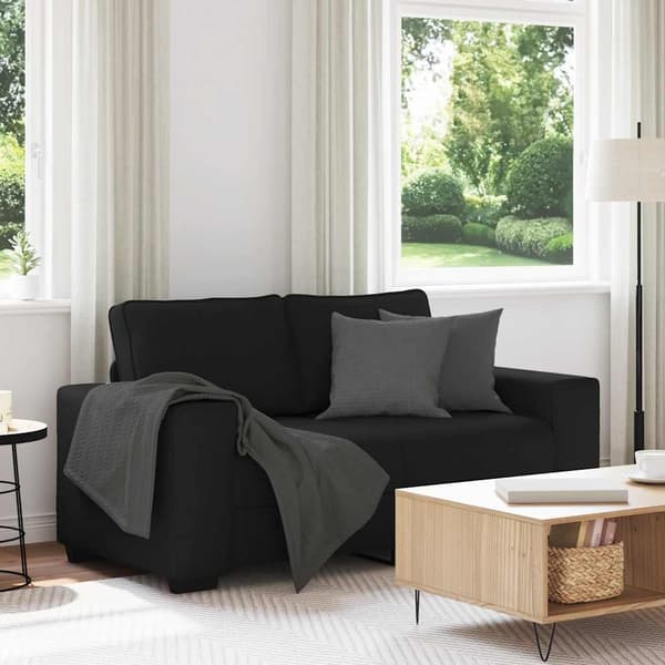 Tygsoffa 2-sits svart | kuddar | möbler