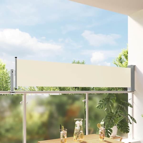 Sideskærm udtrækkelig 60x300 cm | cremefarvet | polyester | stål