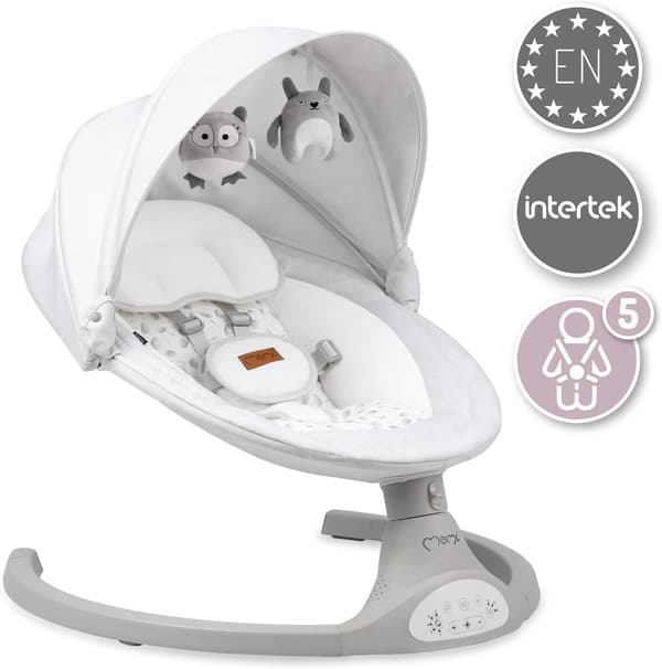 Elektrisk babysitter grå | hopfällbar | Bluetooth | 9 kg kapacitet
