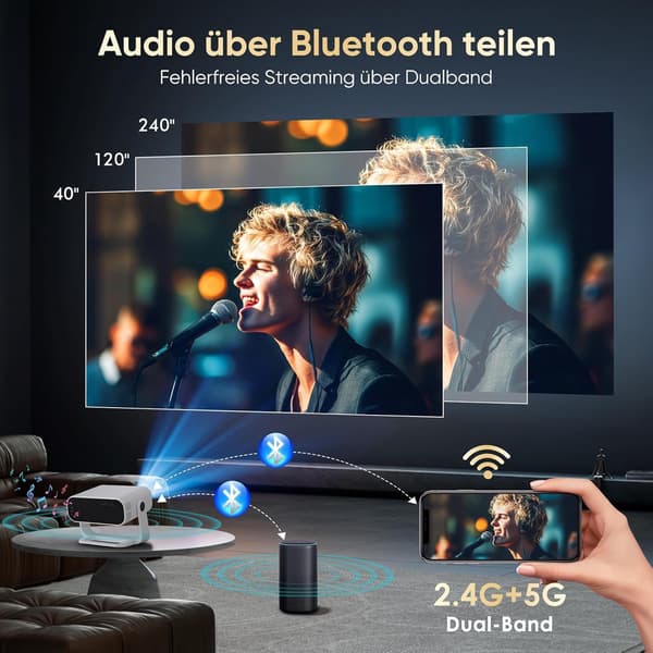 Projektor Full HD | sort | 200 tommer | Android 11 | WiFi 6