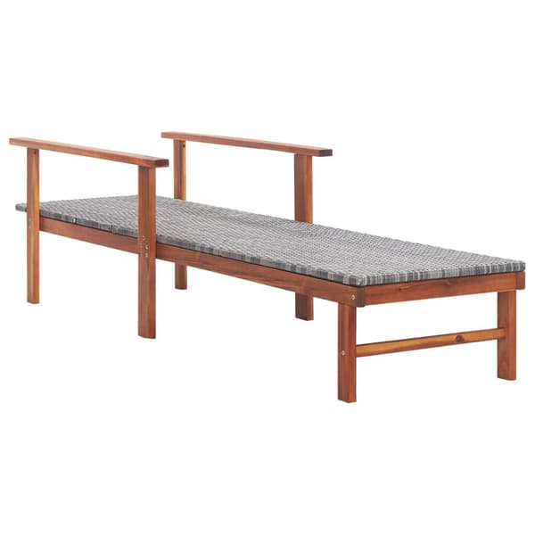 Solstol polyrattan grå | akacietræ | havemøbel