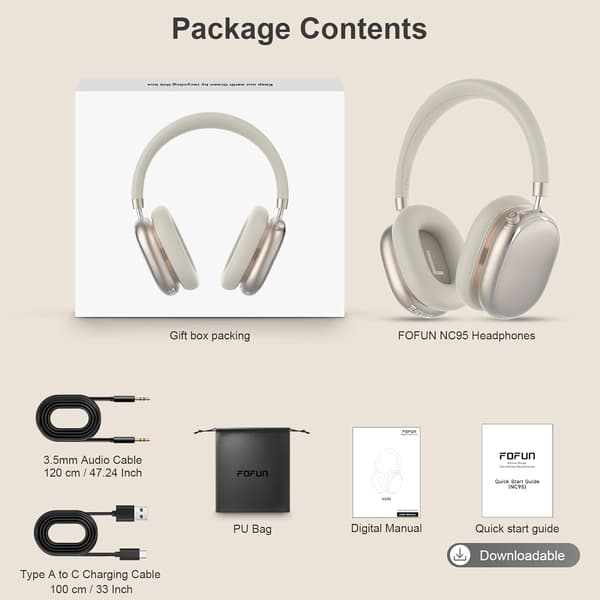 Hörlurar Hybrid ANC | Bluetooth 6.0 | 65h batteri | Starlight