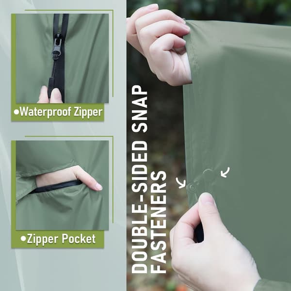 Regnponcho grøn | vandtæt | lynlås | voksen | one size