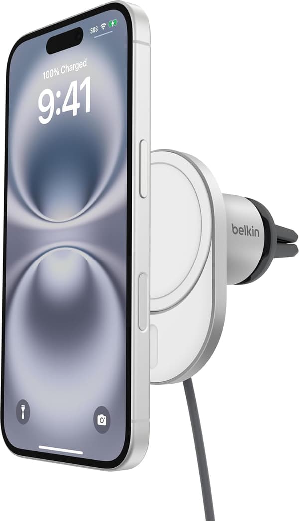 Biloplader Qi2 15W | magnetisk | MagSafe-kompatibel | grå | til iPhone 12-16