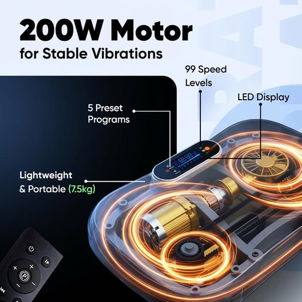Vibrationsplade sort | 99 hastigheder | 5 programmer | Bluetooth | 5 modstandsbånd