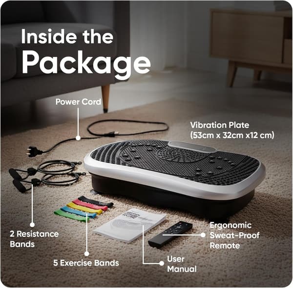 Vibrationsplade sort | 99 hastigheder | 5 programmer | Bluetooth | 5 modstandsbånd