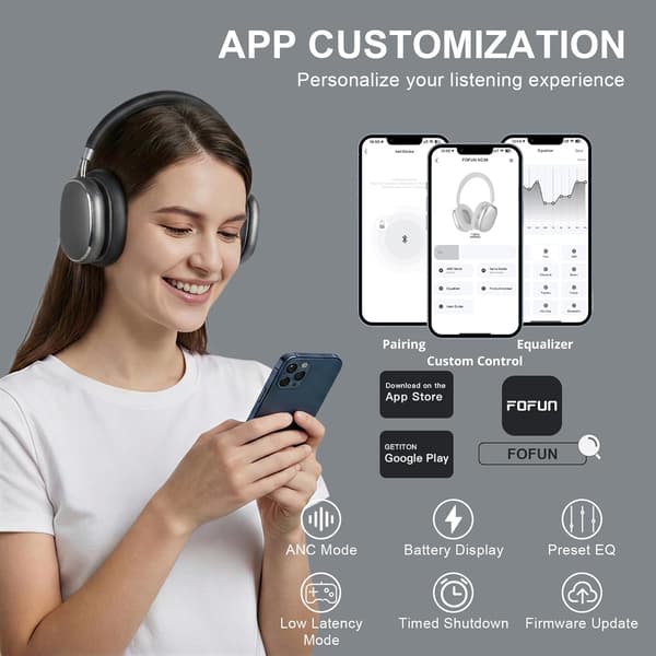 Trådløse hovedtelefoner | Bluetooth 6.0 | ANC | 65t batteritid | Space Gray