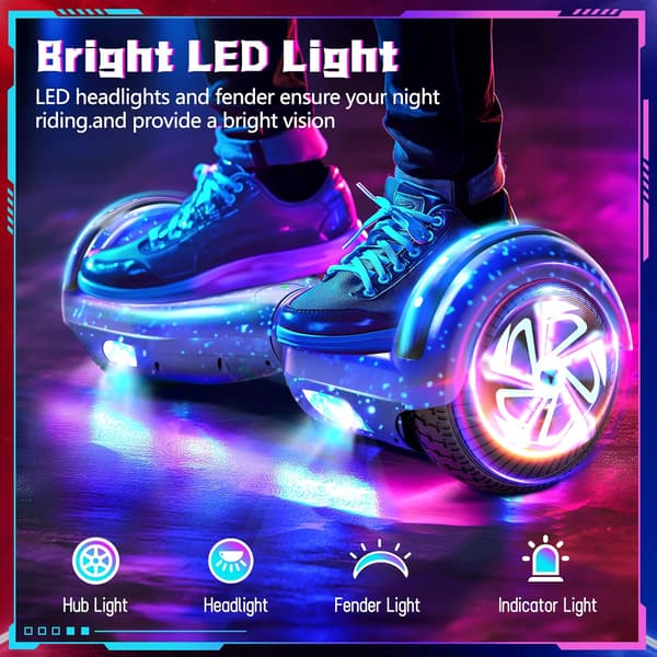 Hoverboard 6.5" | Bluetooth | LED-lys | Starry Night Blue | Oplyste motorer
