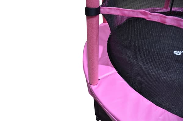 Hoppmatta 140 cm rosa | barnstudsmatta | inklusive skyddsnät