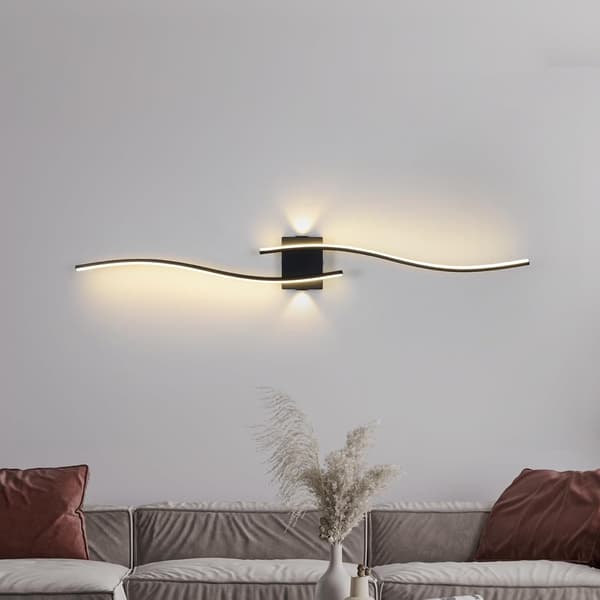 Linjelampe sort 120cm | LED | 3000K | Vægmonteret